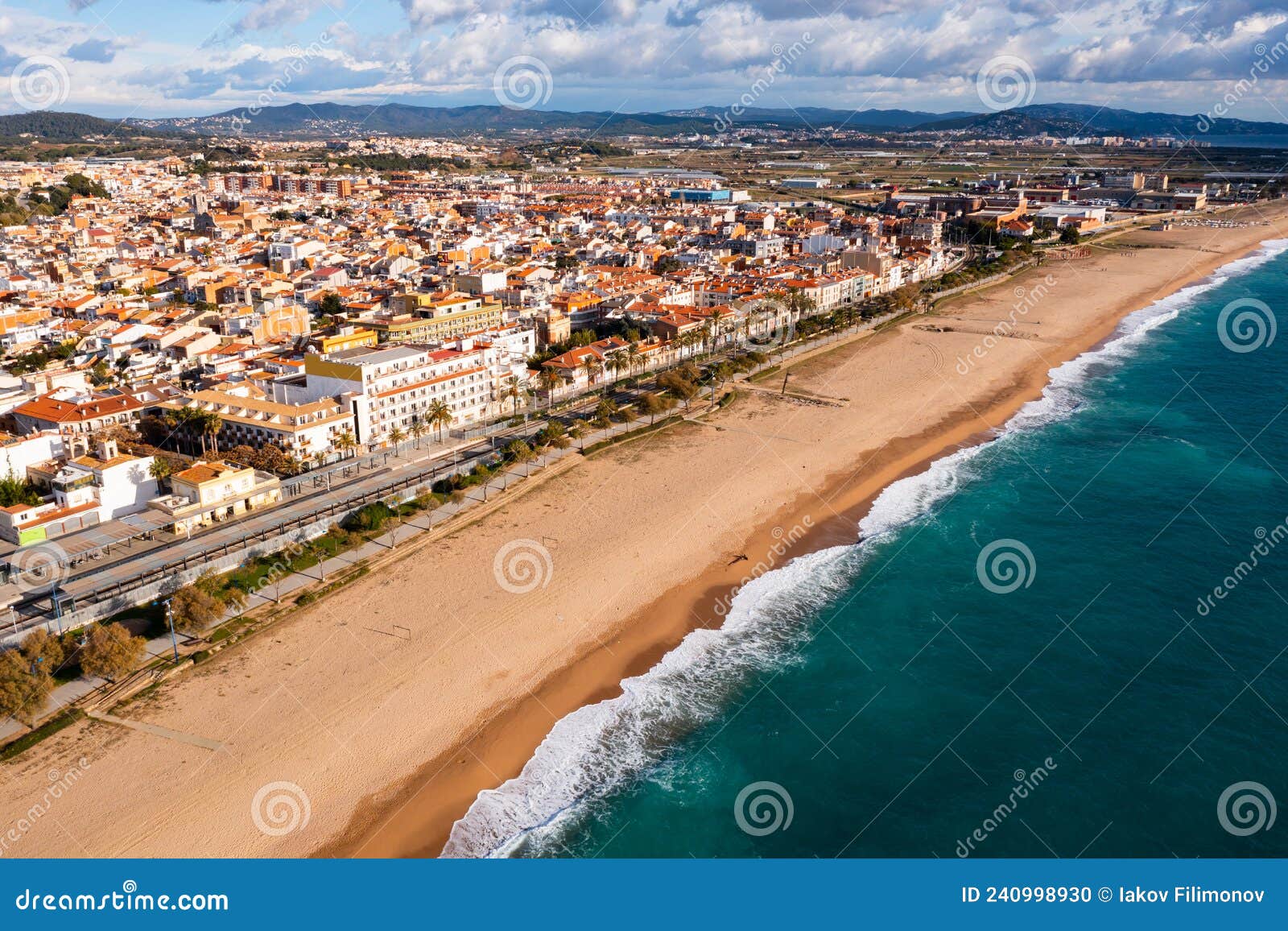 aerial view of malgrat de mar, spain