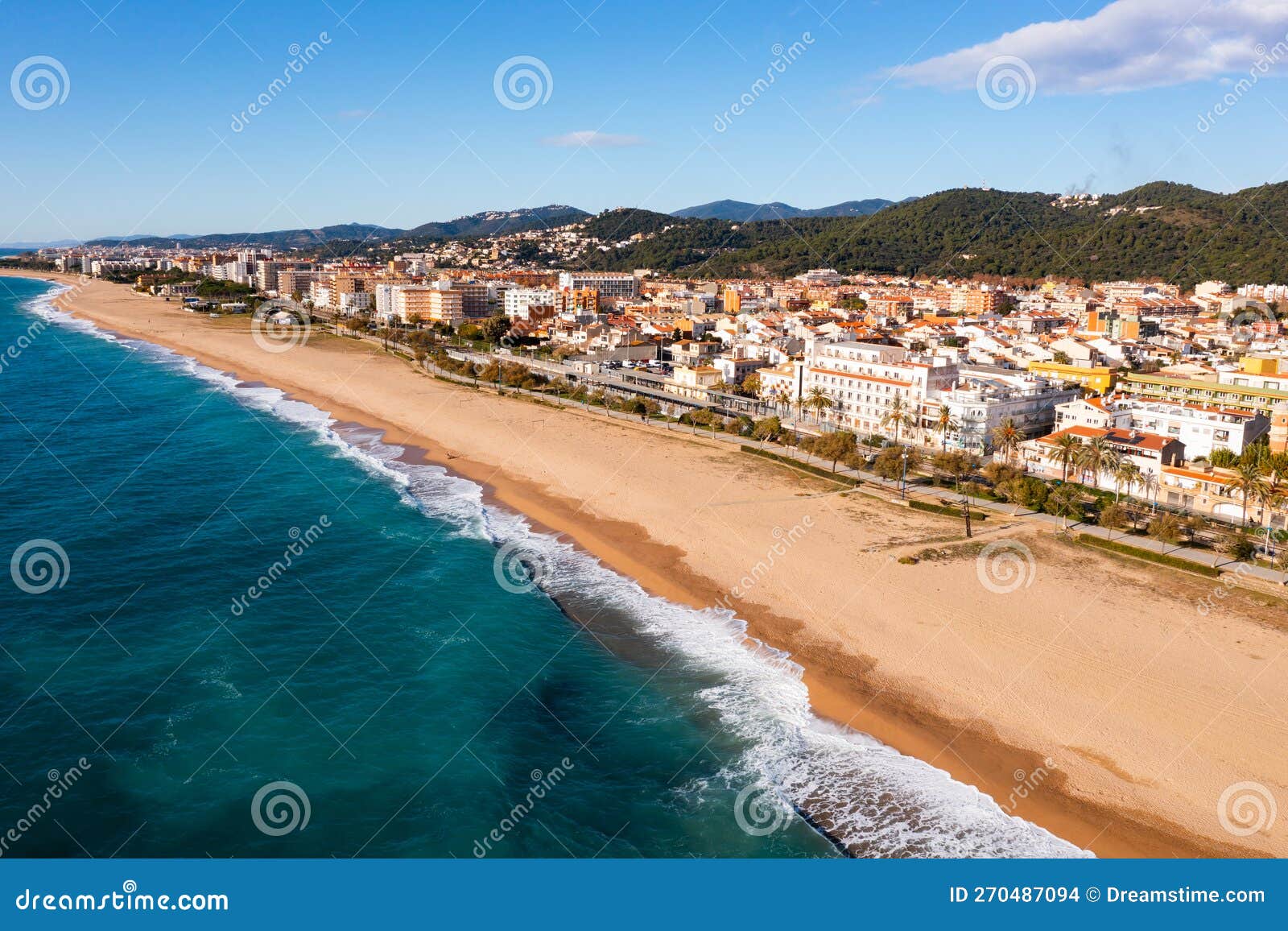 aerial view of malgrat de mar, spain