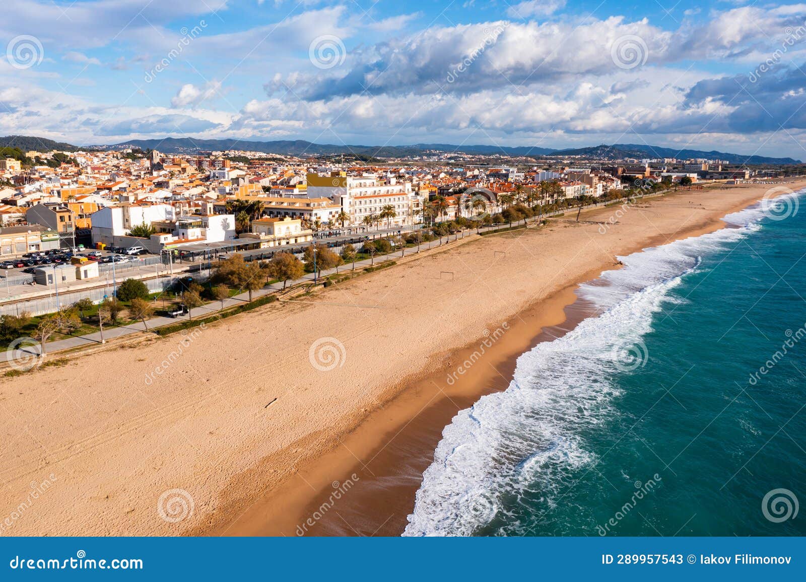 aerial view of malgrat de mar, spain