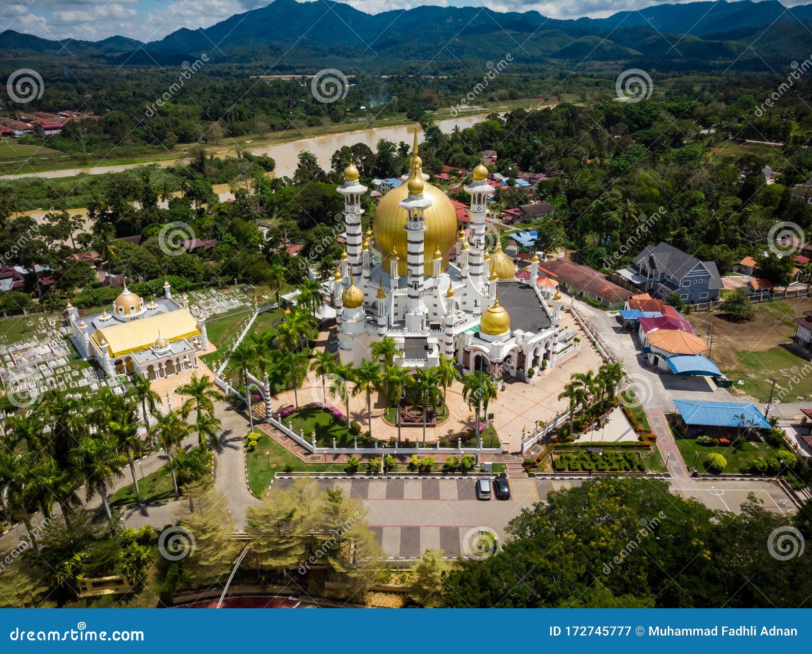 aerial view of masjid ubudiah, kuala kangsar, perak