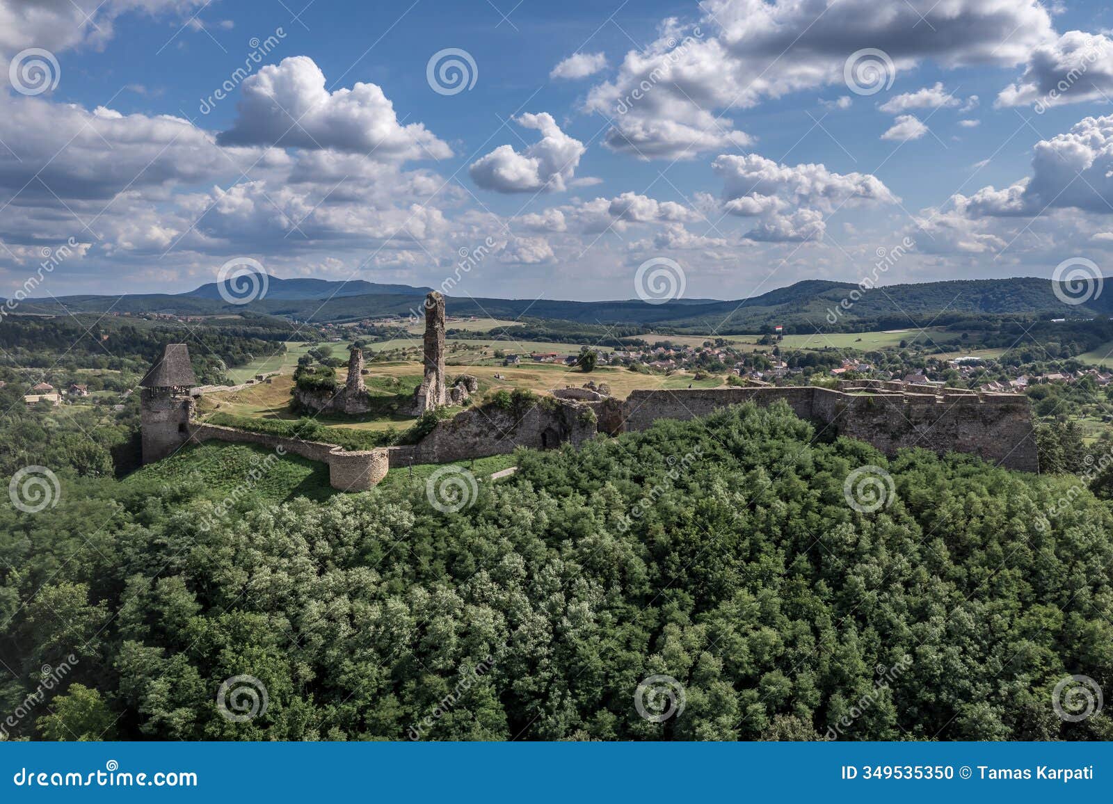 aerial view of medieval nograd castle in northern hungary