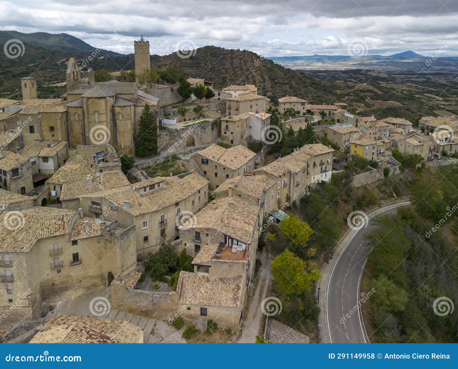 aerial view of the medieval town of sos del rey catÃ³lico in aragon, spain.