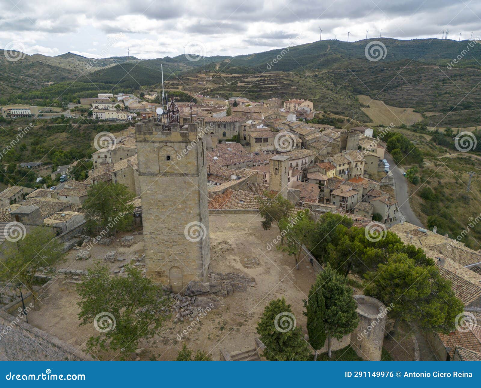 aerial view of the medieval town of sos del rey catÃ³lico in aragon, spain.