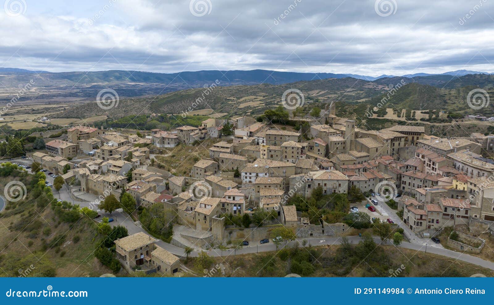 aerial view of the medieval town of sos del rey catÃ³lico in aragon, spain.