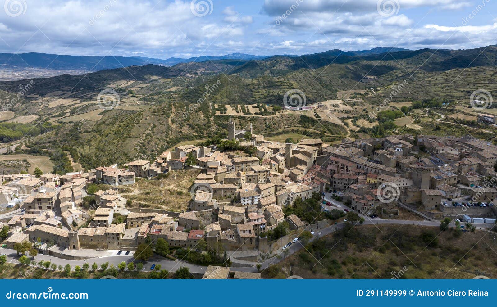 aerial view of the medieval town of sos del rey catÃ³lico in aragon, spain.