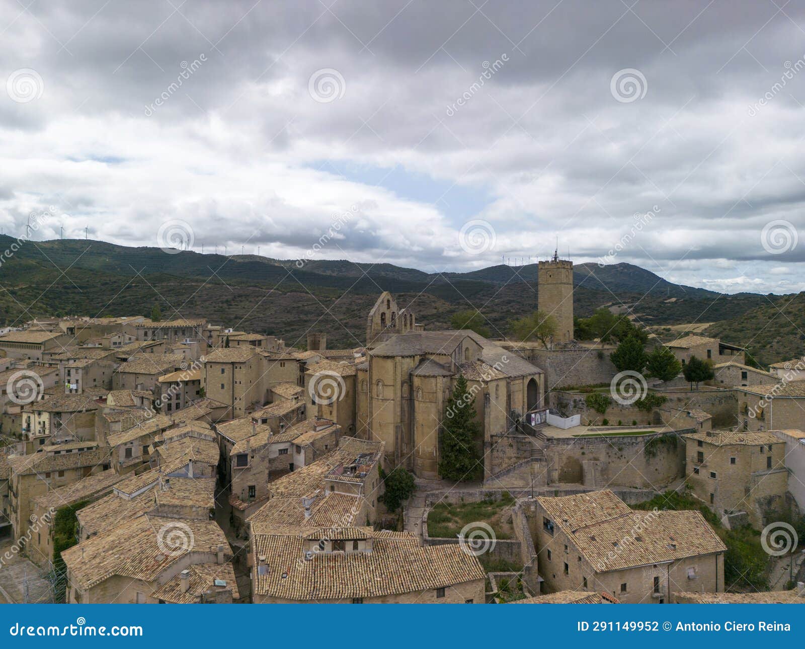 aerial view of the medieval town of sos del rey catÃ³lico in aragon, spain.