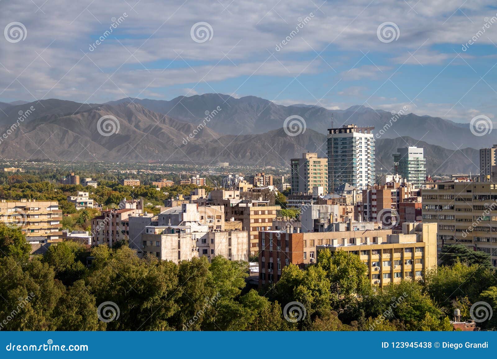 aerial view of mendoza city and andes mountains - mendoza, argentina