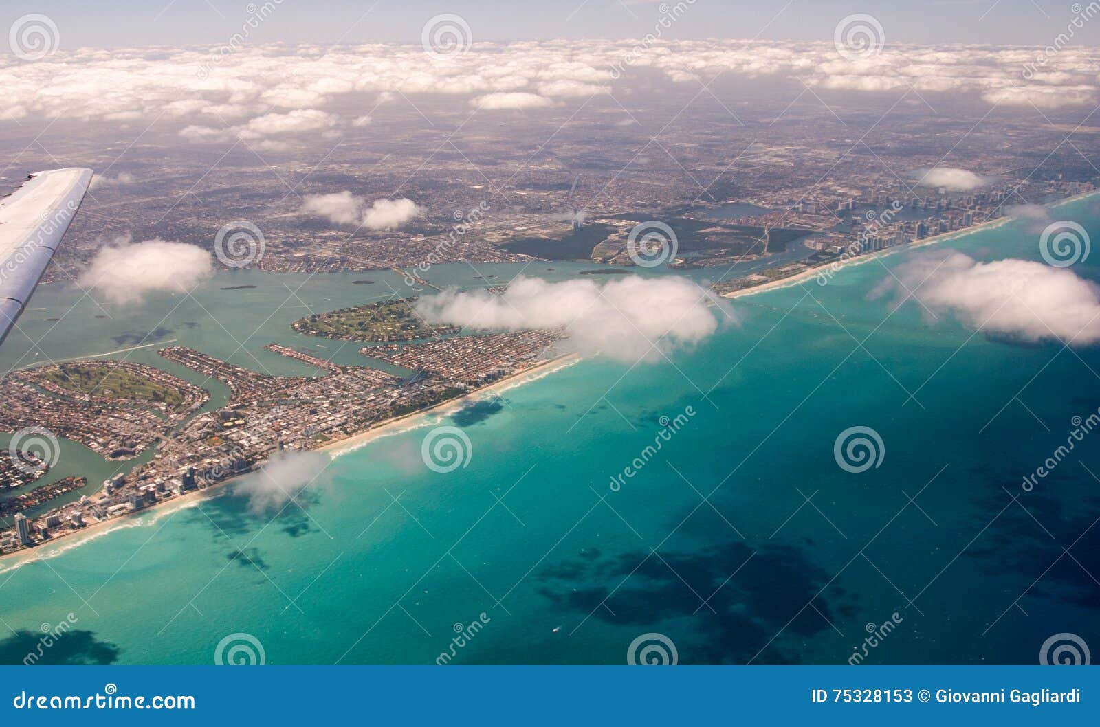 Aerial View of Miami Beach stock image. Image of helicopter - 75328153