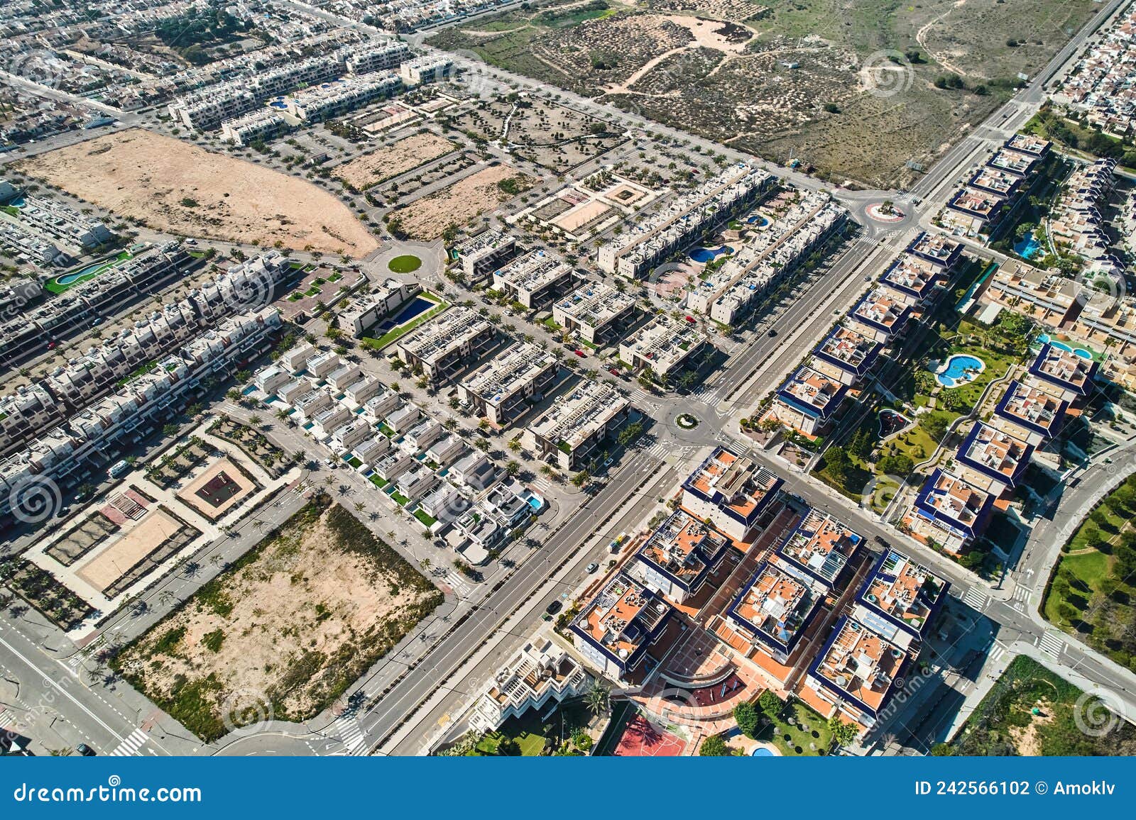 aerial view mil palmeras townscape, province of alicante. spain