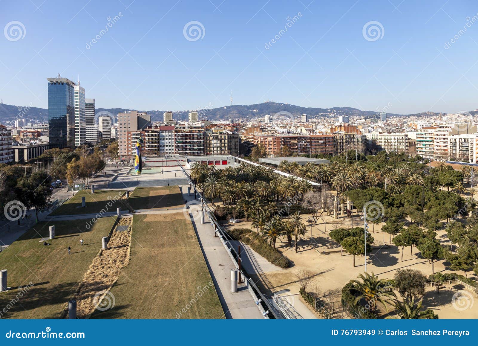 aerial view of miro park in barcelona