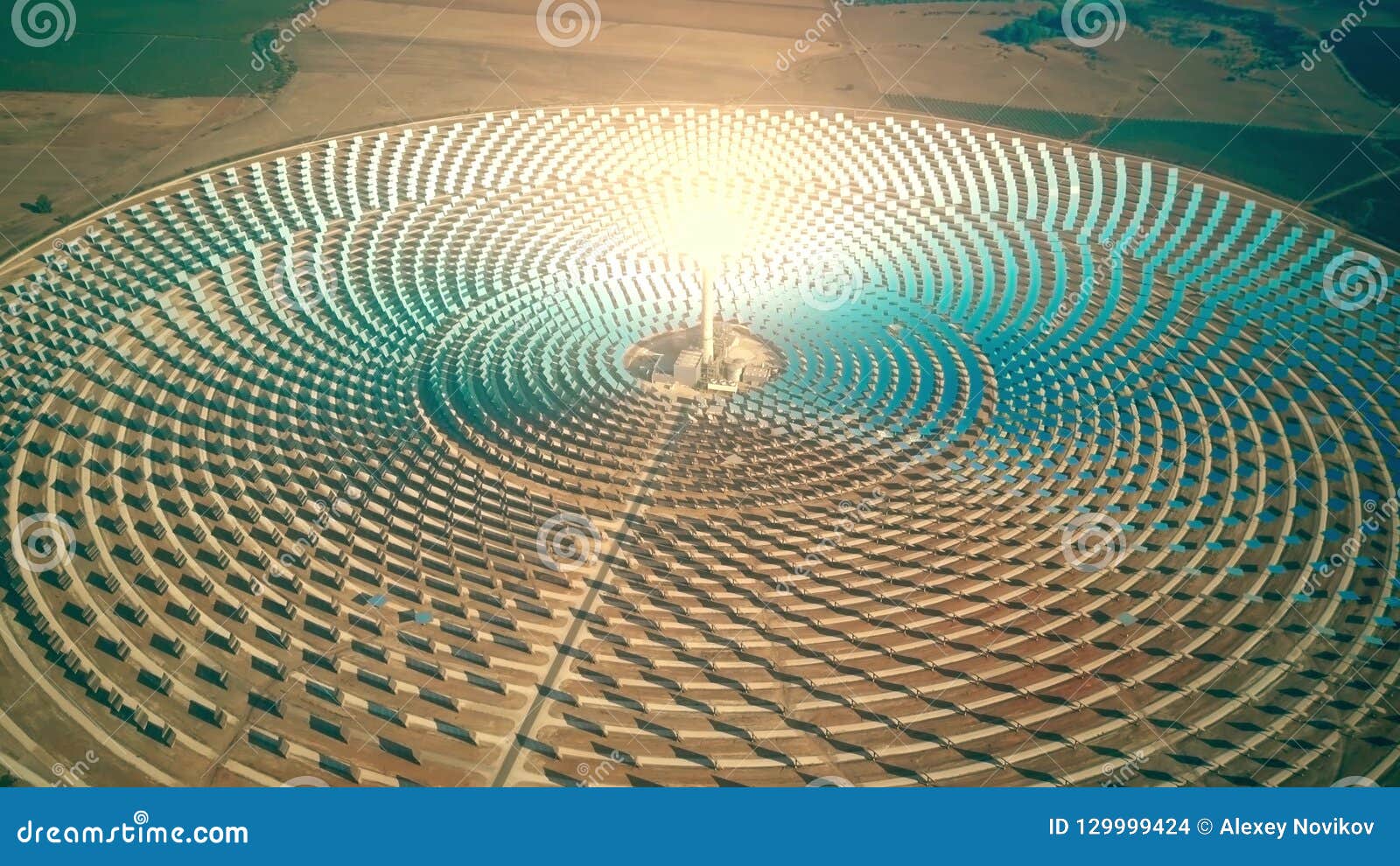 aerial view of a modern concentrated solar power plant