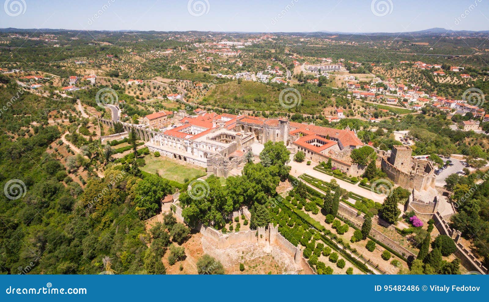 aerial view of monastery convent of christ in tomar, portugal