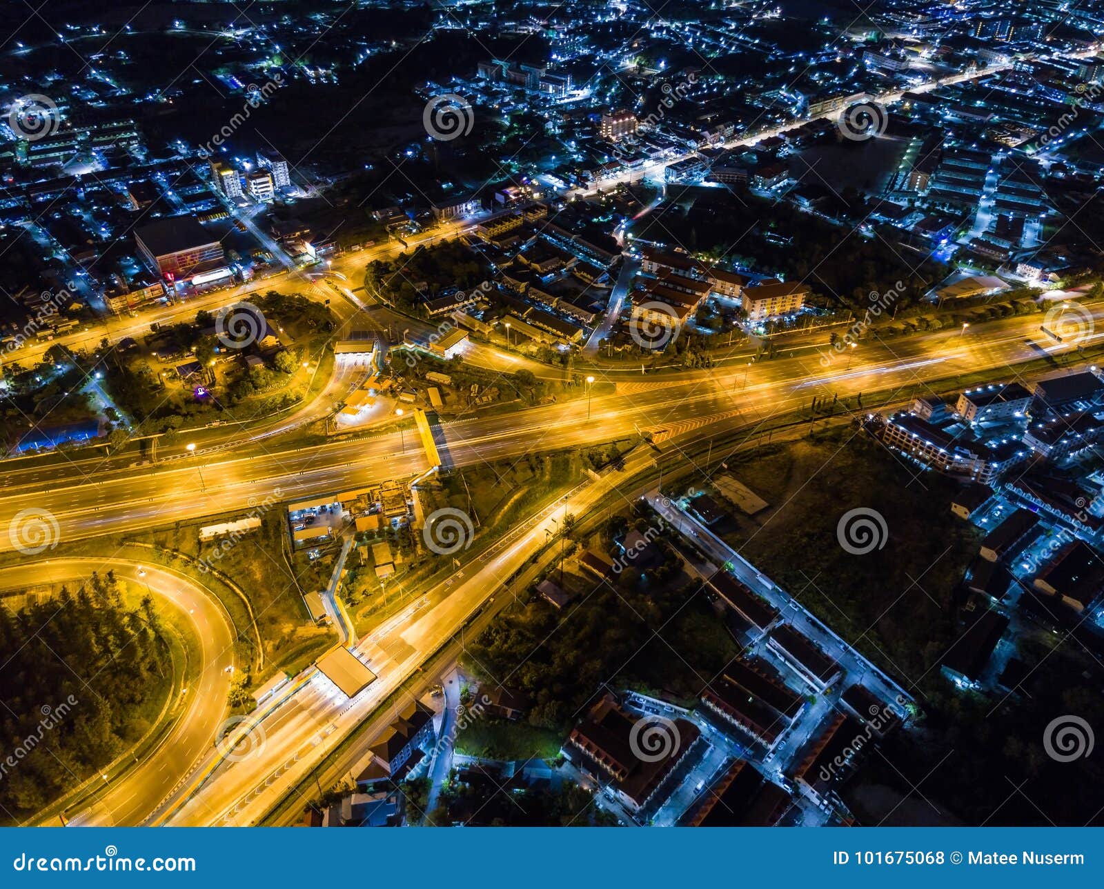 aerial view of motorway at juction