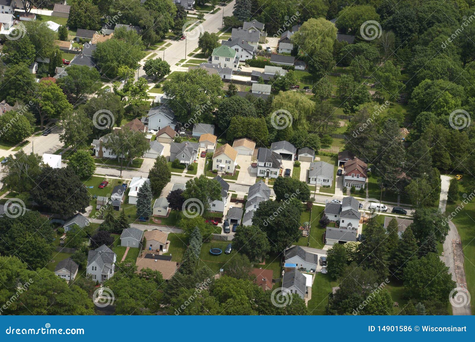 aerial view neighborhood houses, homes, residences