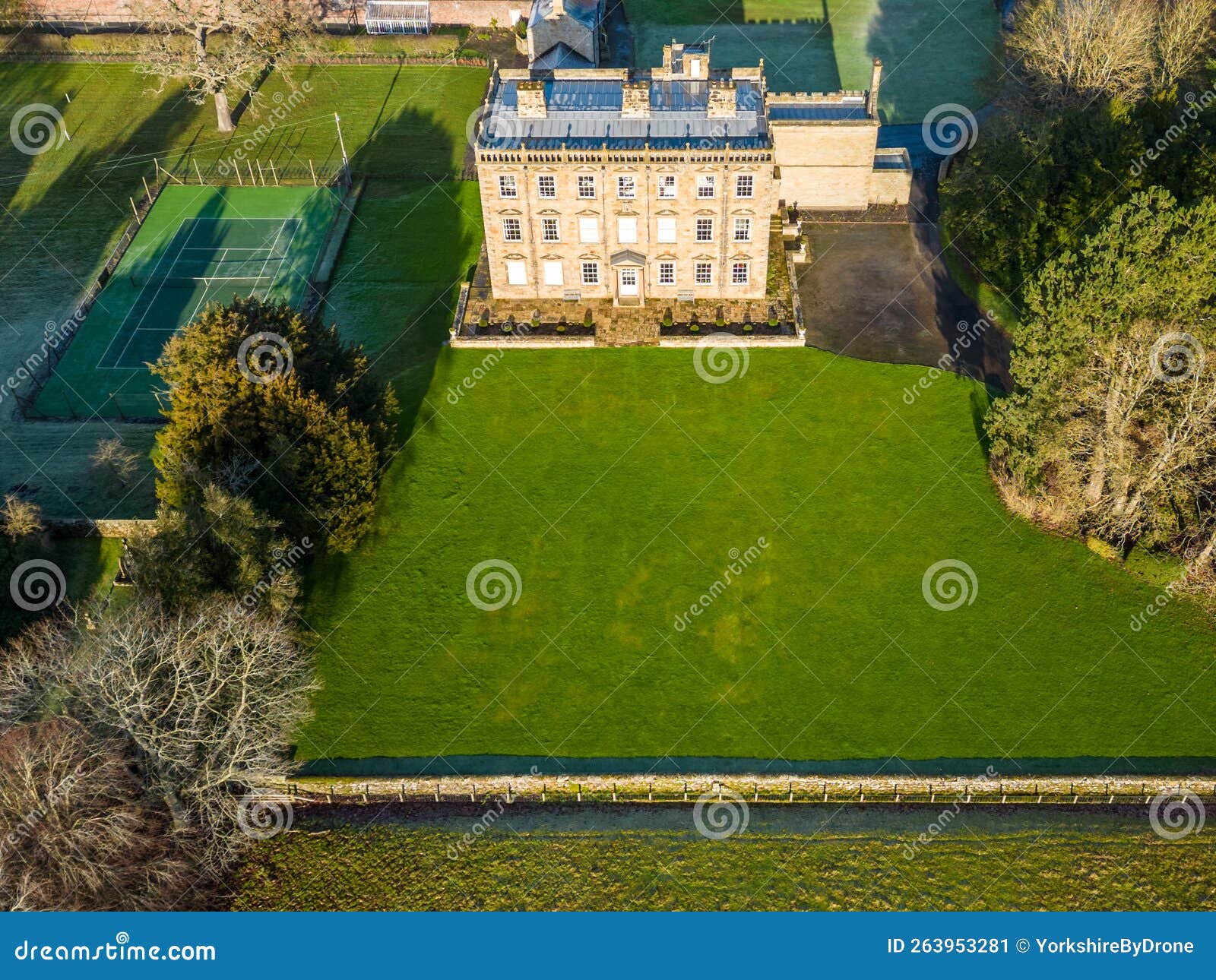 aerial view of netherwitton hall a grade 1 listed building and mansion house