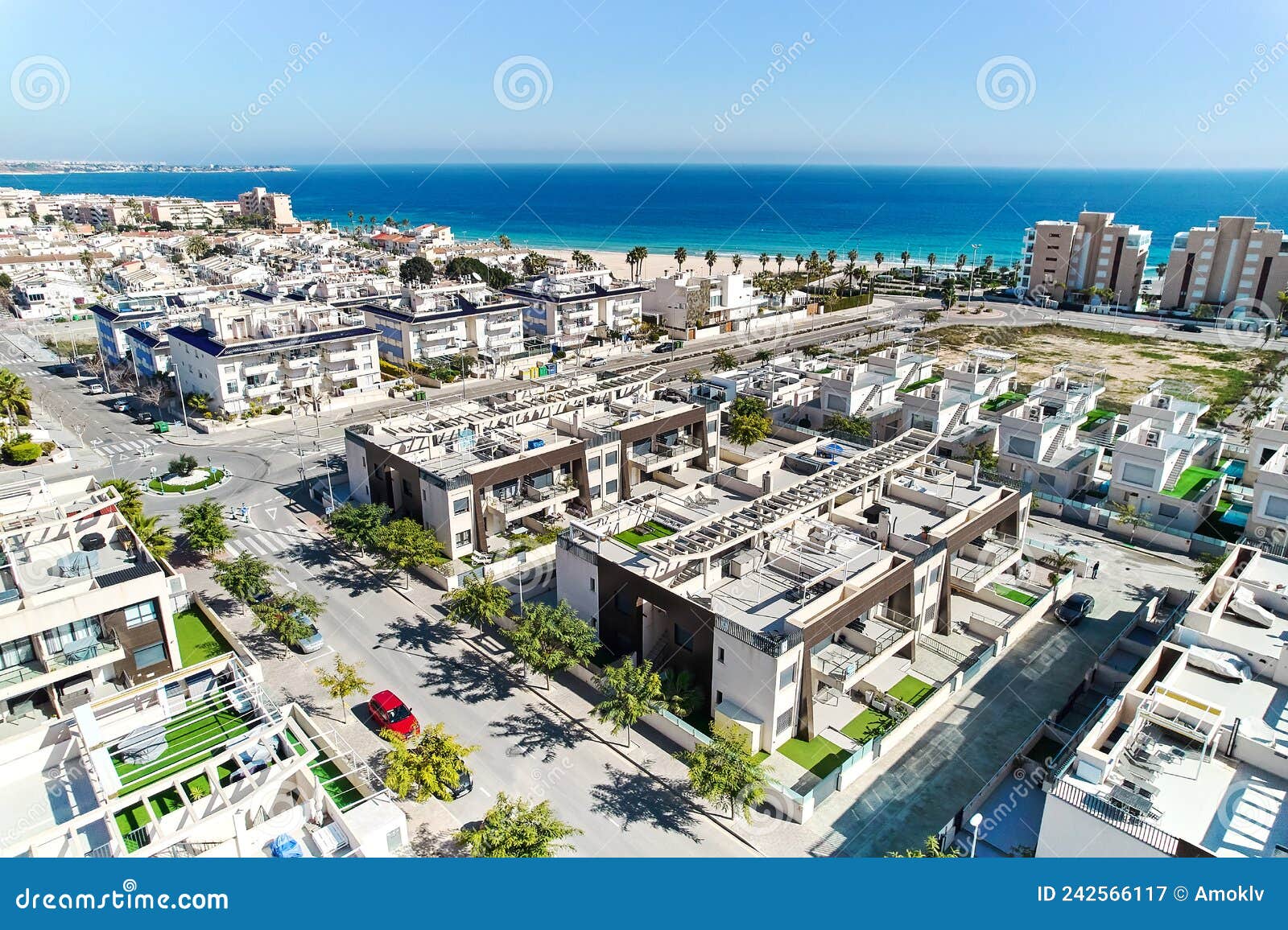 aerial view new luxury villas of mil palmeras. costa blanca, spain