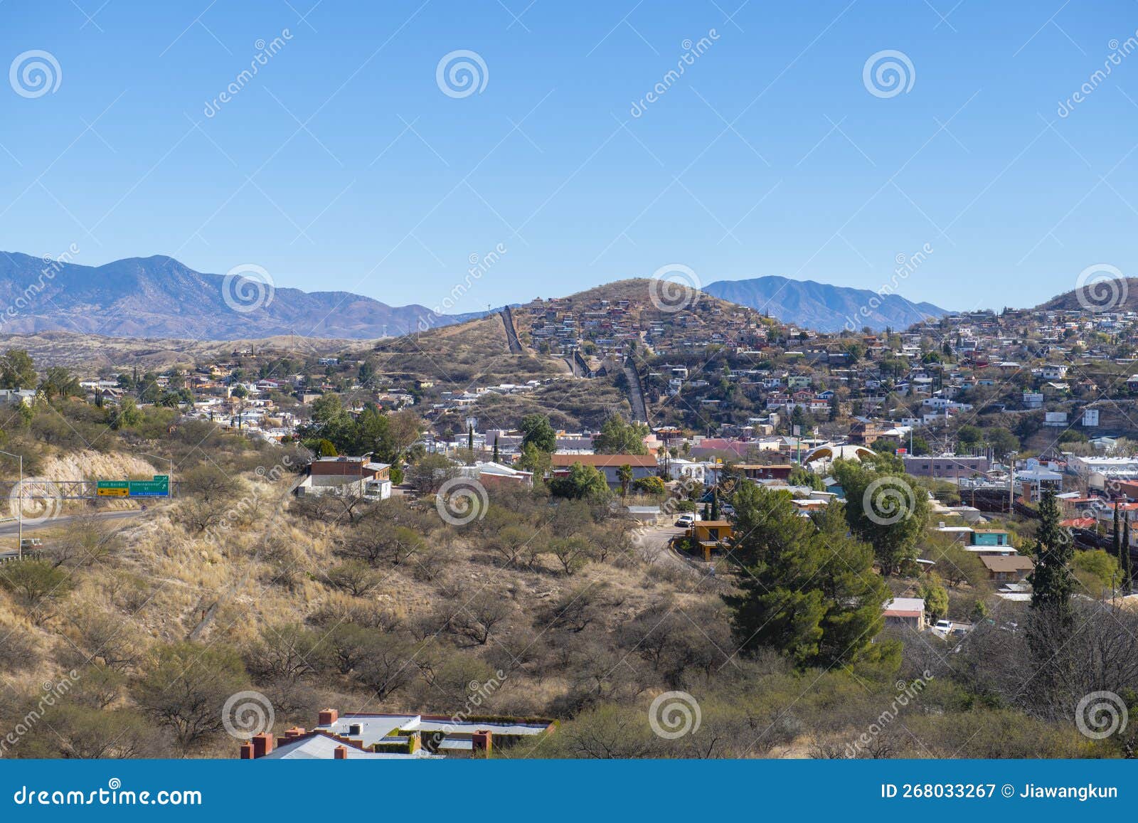 United States Mexico Border Wall, Nogales, AZ, USA Stock Image - Image