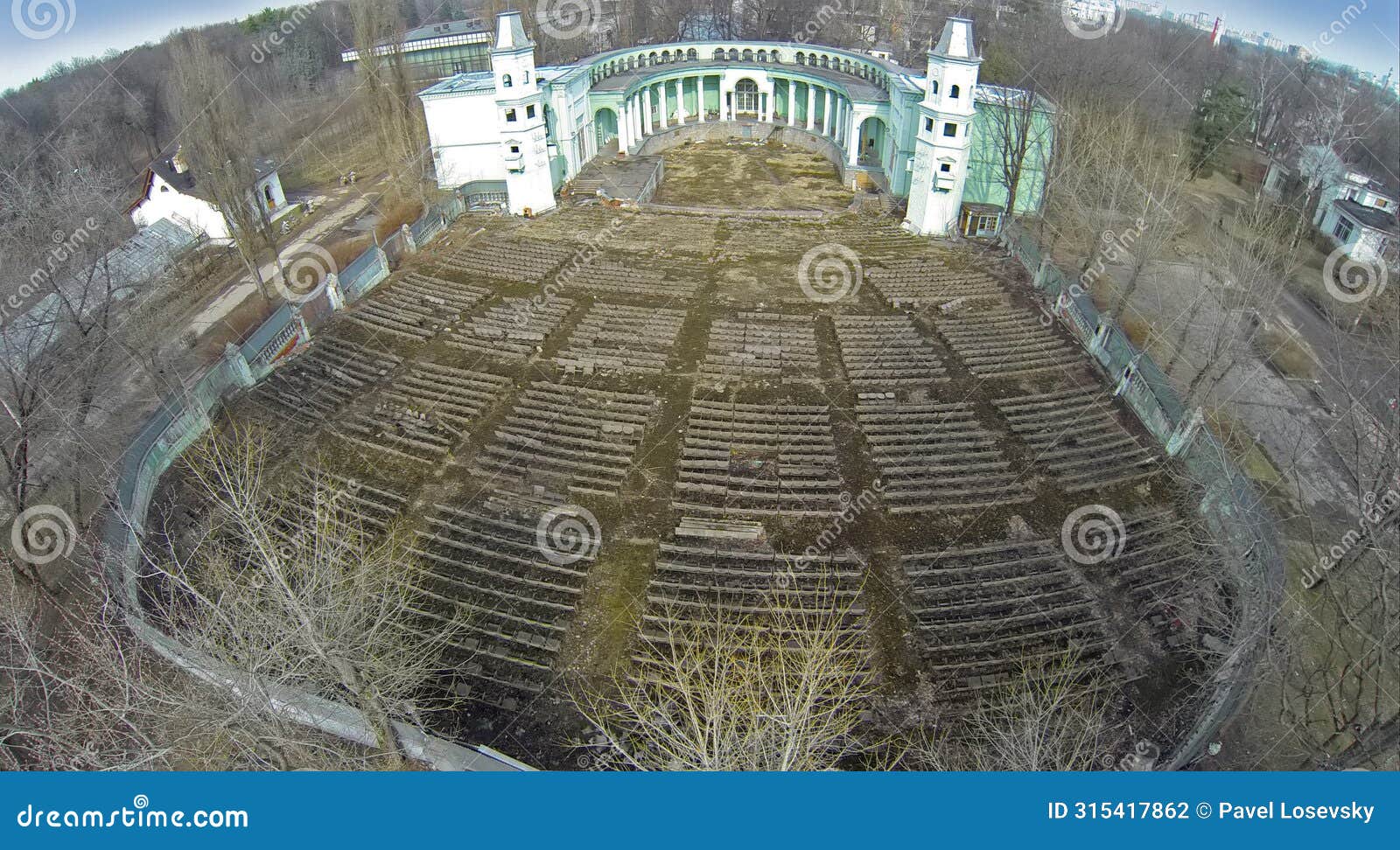 aerial view of the old amphitheater at the
