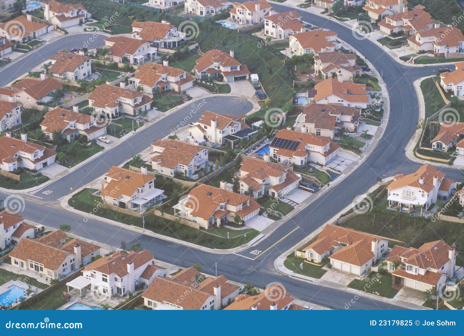 aerial view of orange county suburbs,