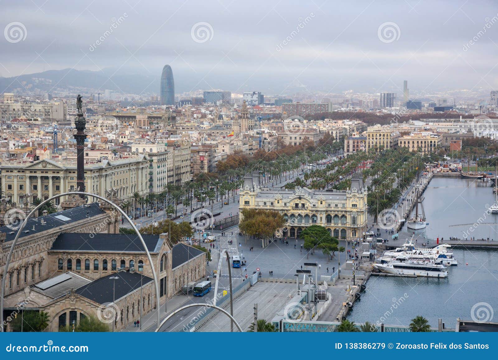 Aerial View Over Historical City Center of Barcelona Spain Editorial ...