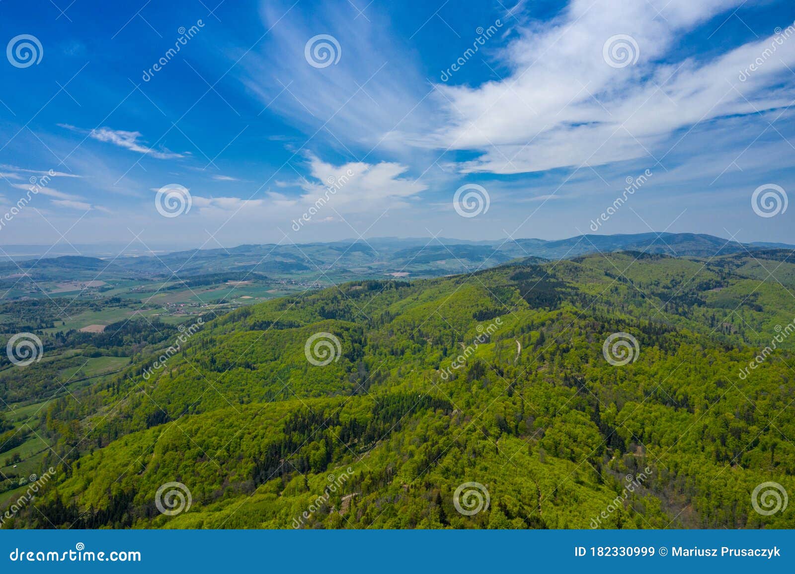 aerial view of owl mountains, poland, lower silesia