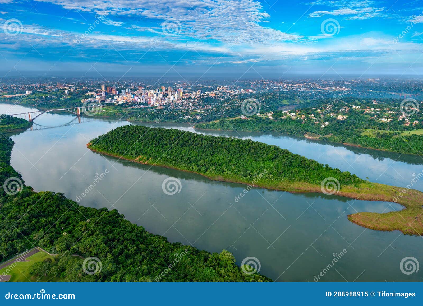 aerial view of the paraguayan city of ciudad del este