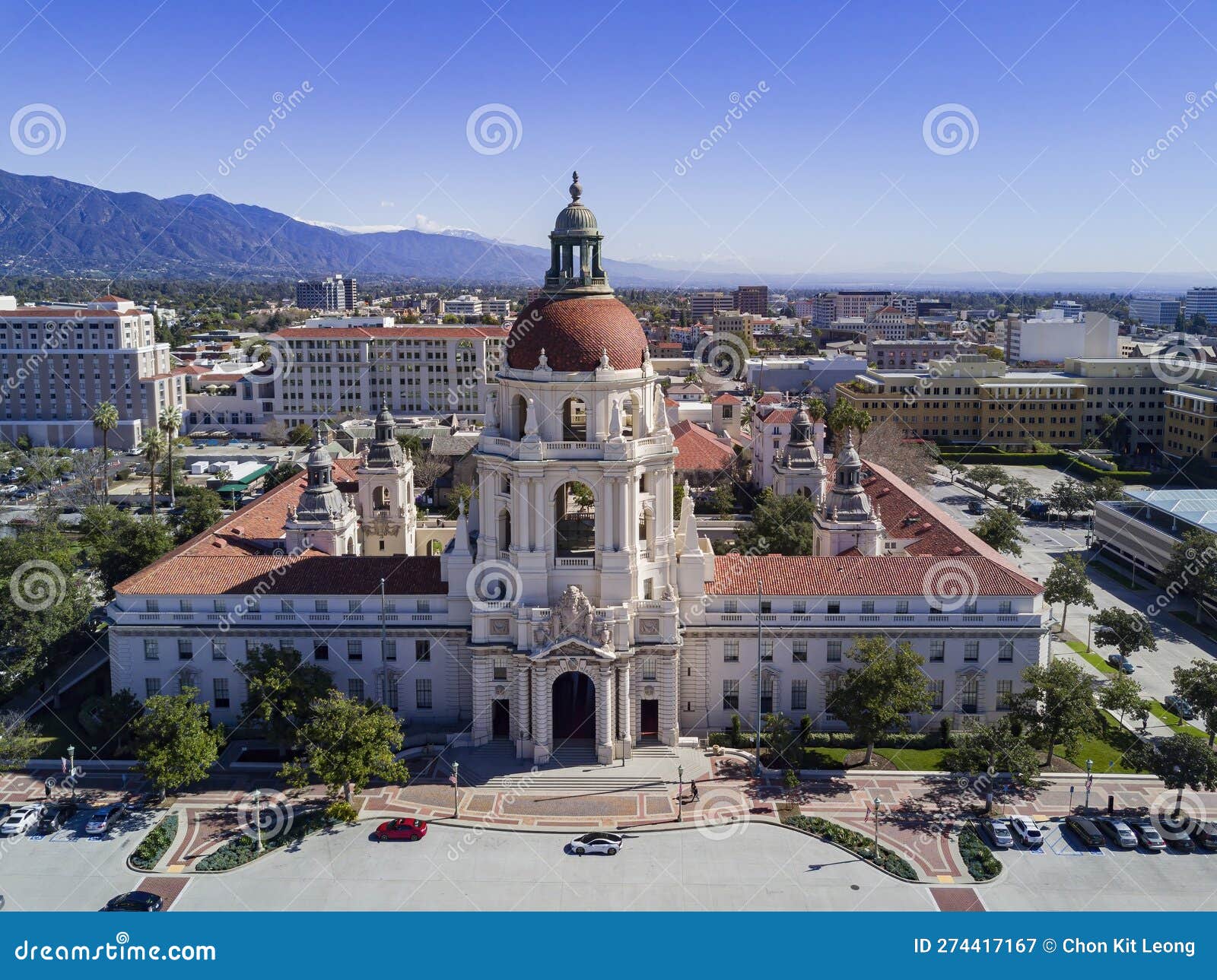 Aerial View of the Pasadena City Hall Stock Image Image of road