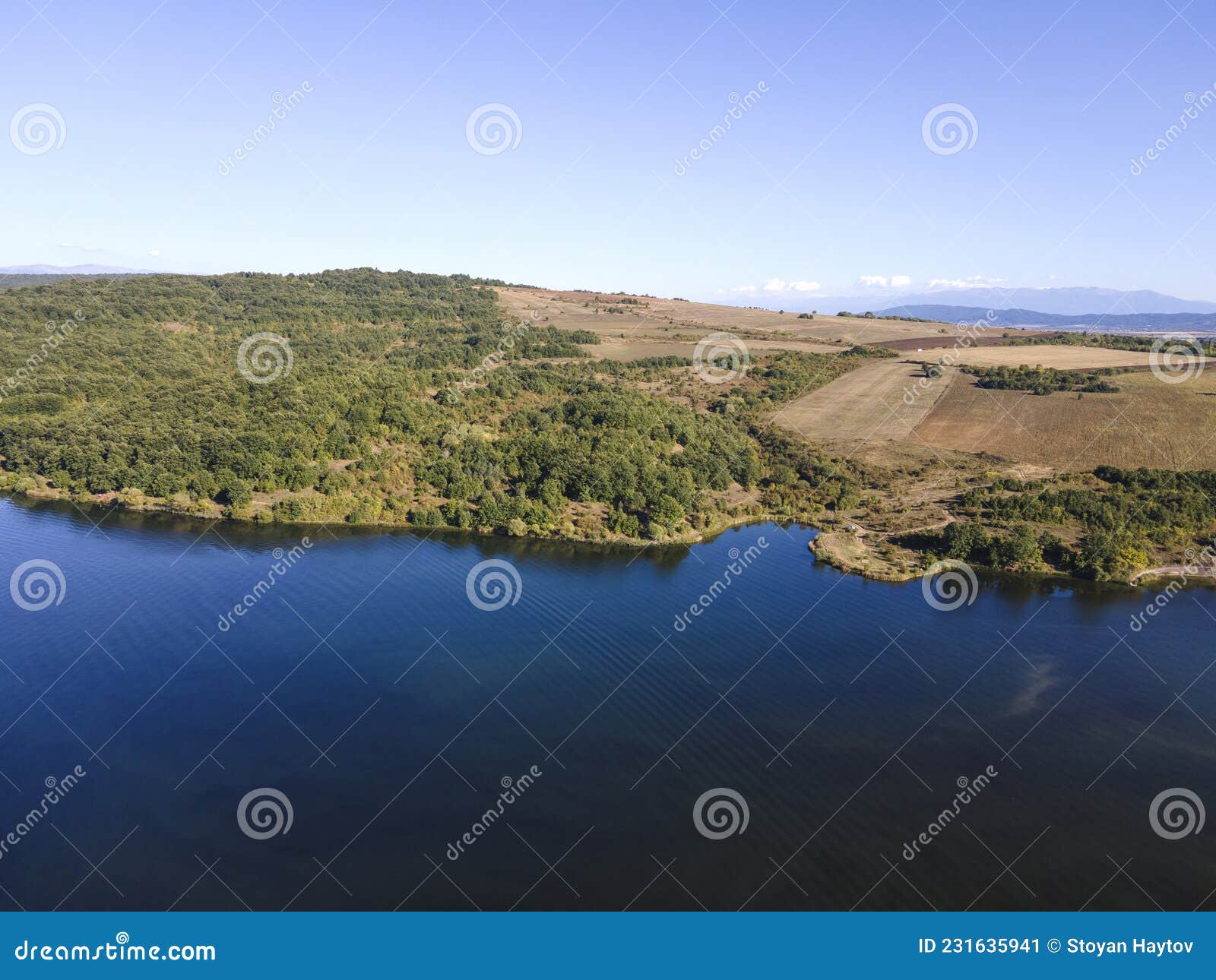 aerial view of pchelina reservoir, bulgaria