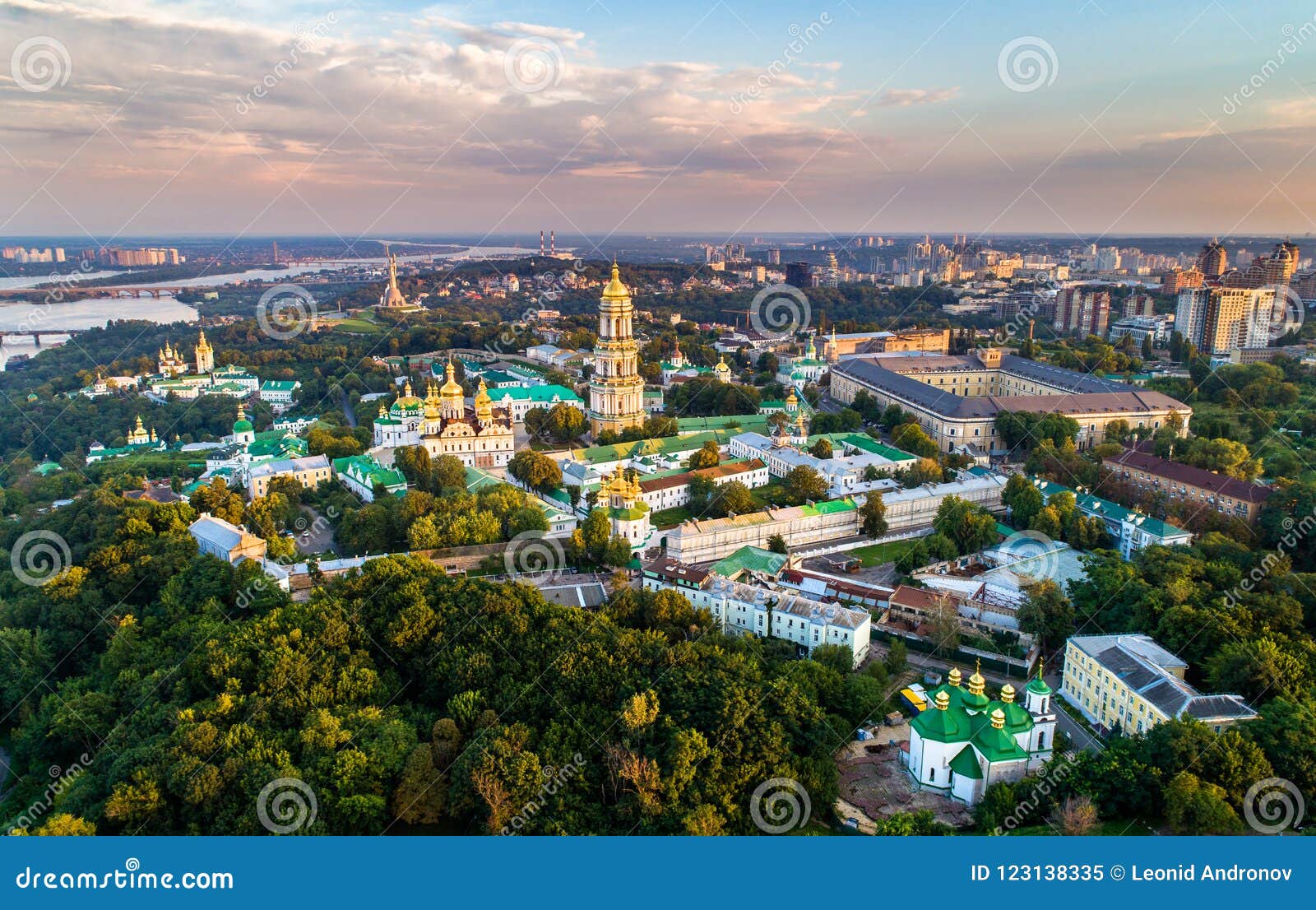 aerial view of pechersk lavra in kiev, the capital of ukraine