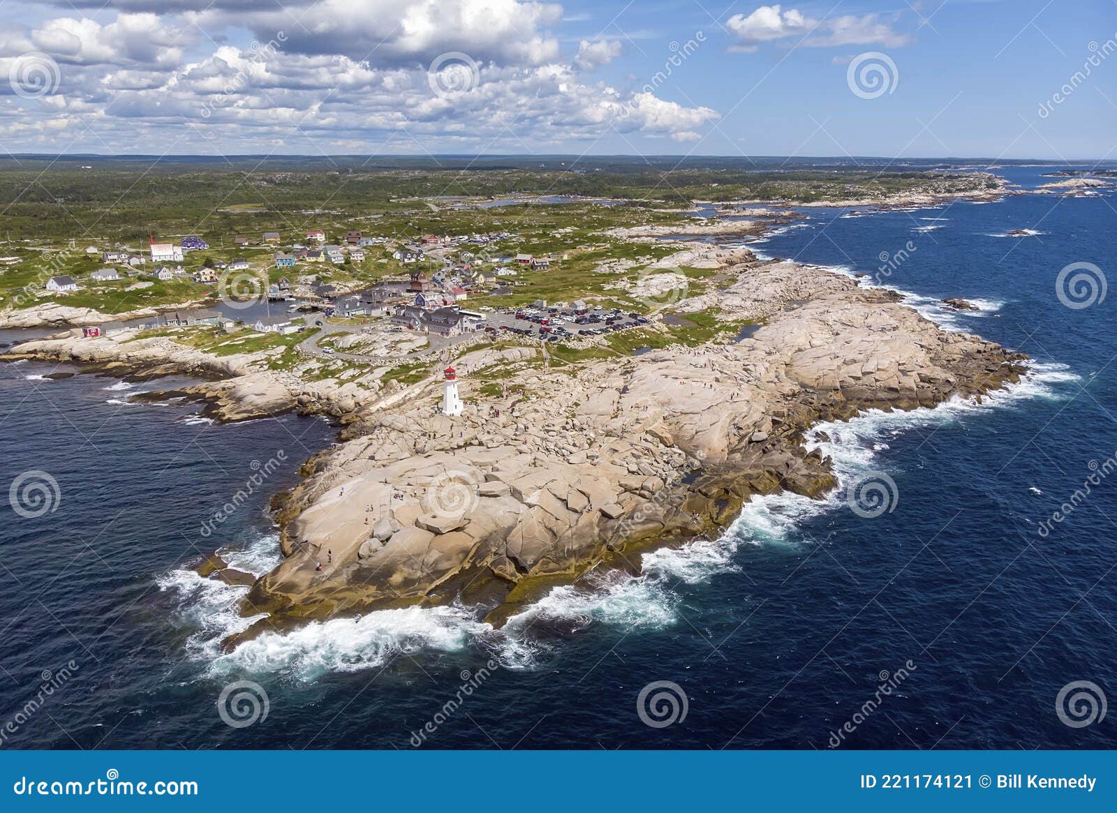 aerial view of peggy`s point lighthouse