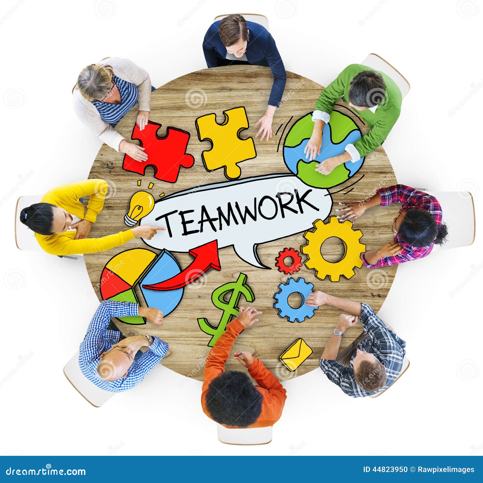 Aerial View of People and Teamwork Concepts Stock Illustration ...