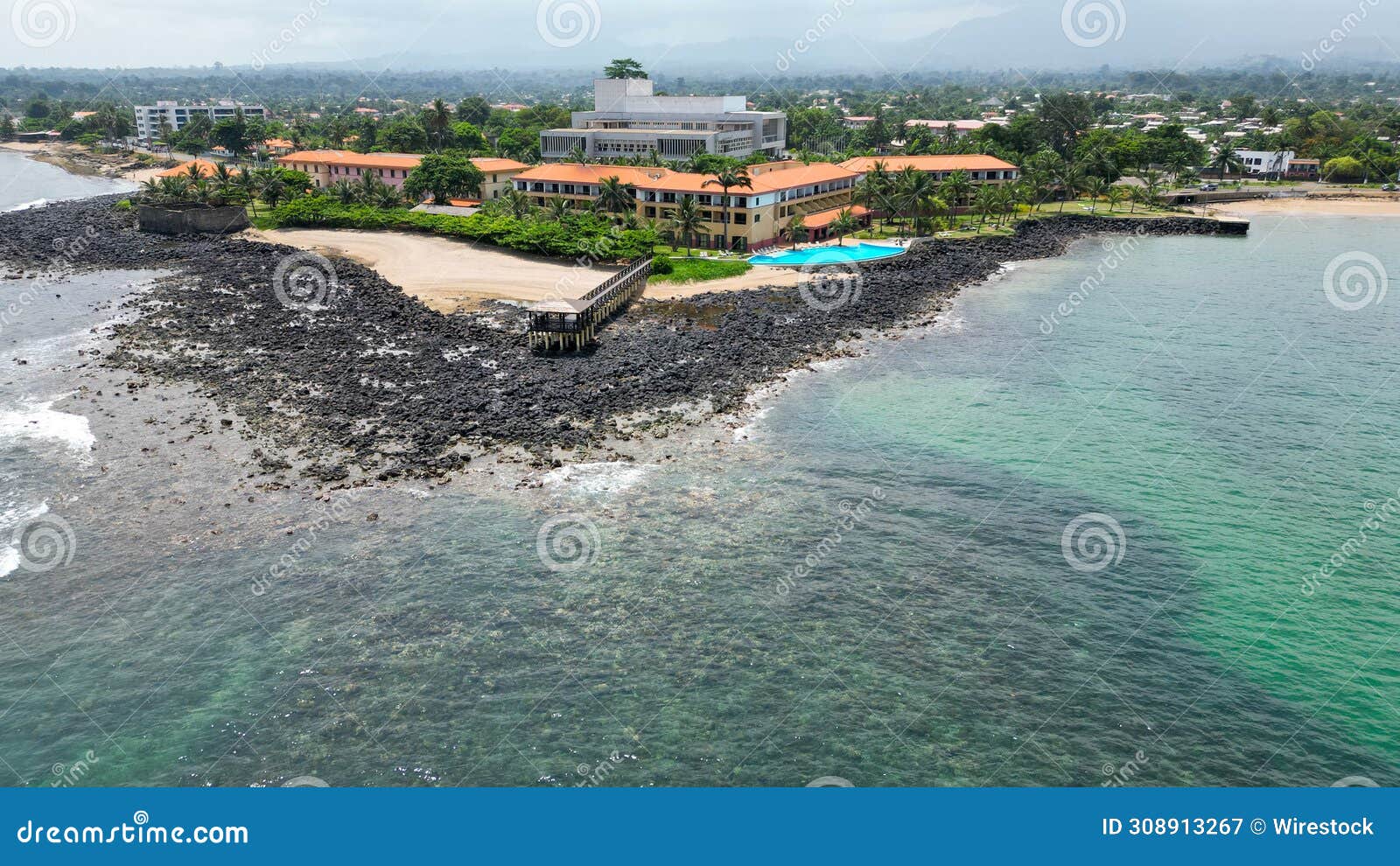 aerial view from  pestana hotel at sao tome, africa
