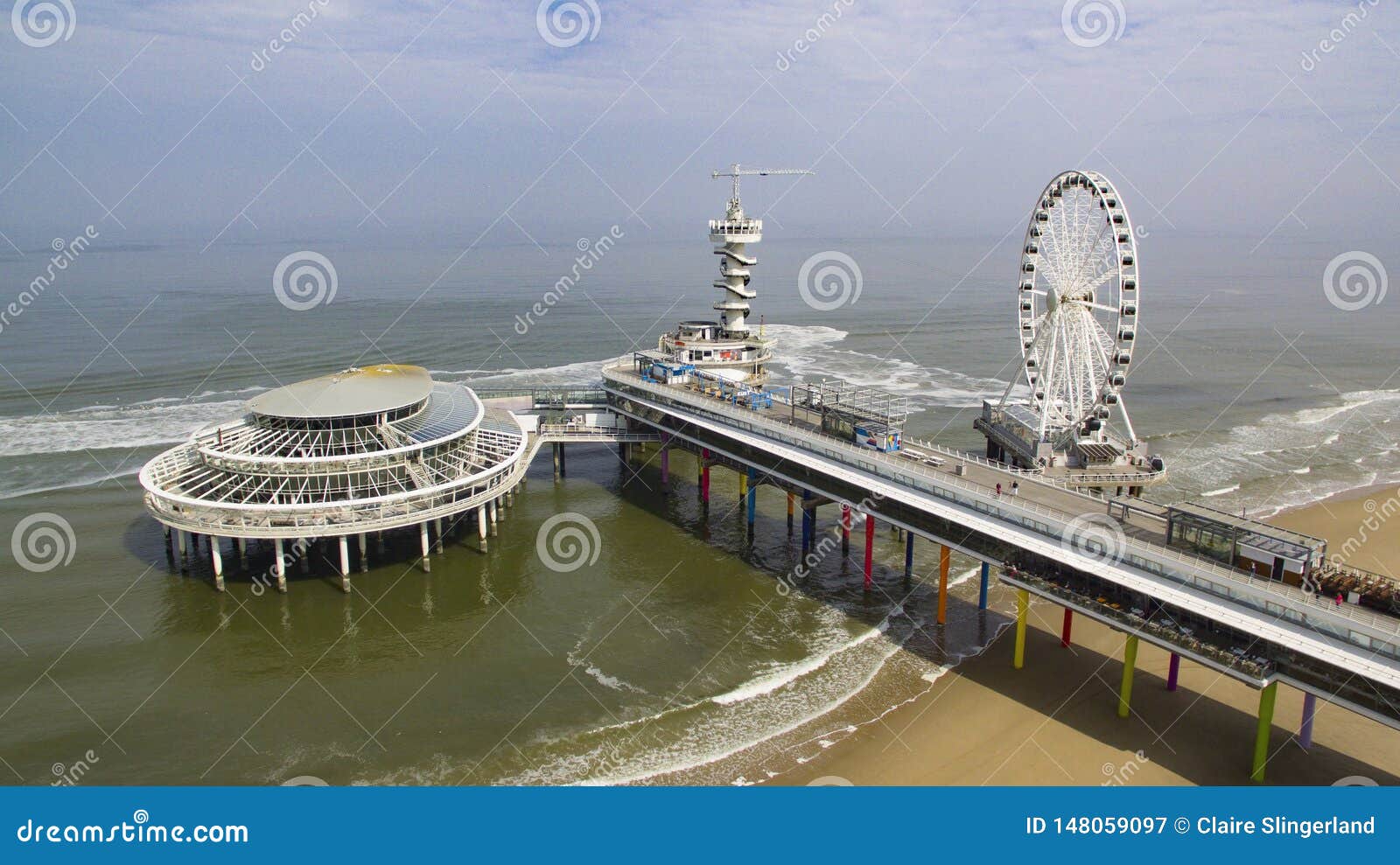 aerial view on the pier in scheveningen