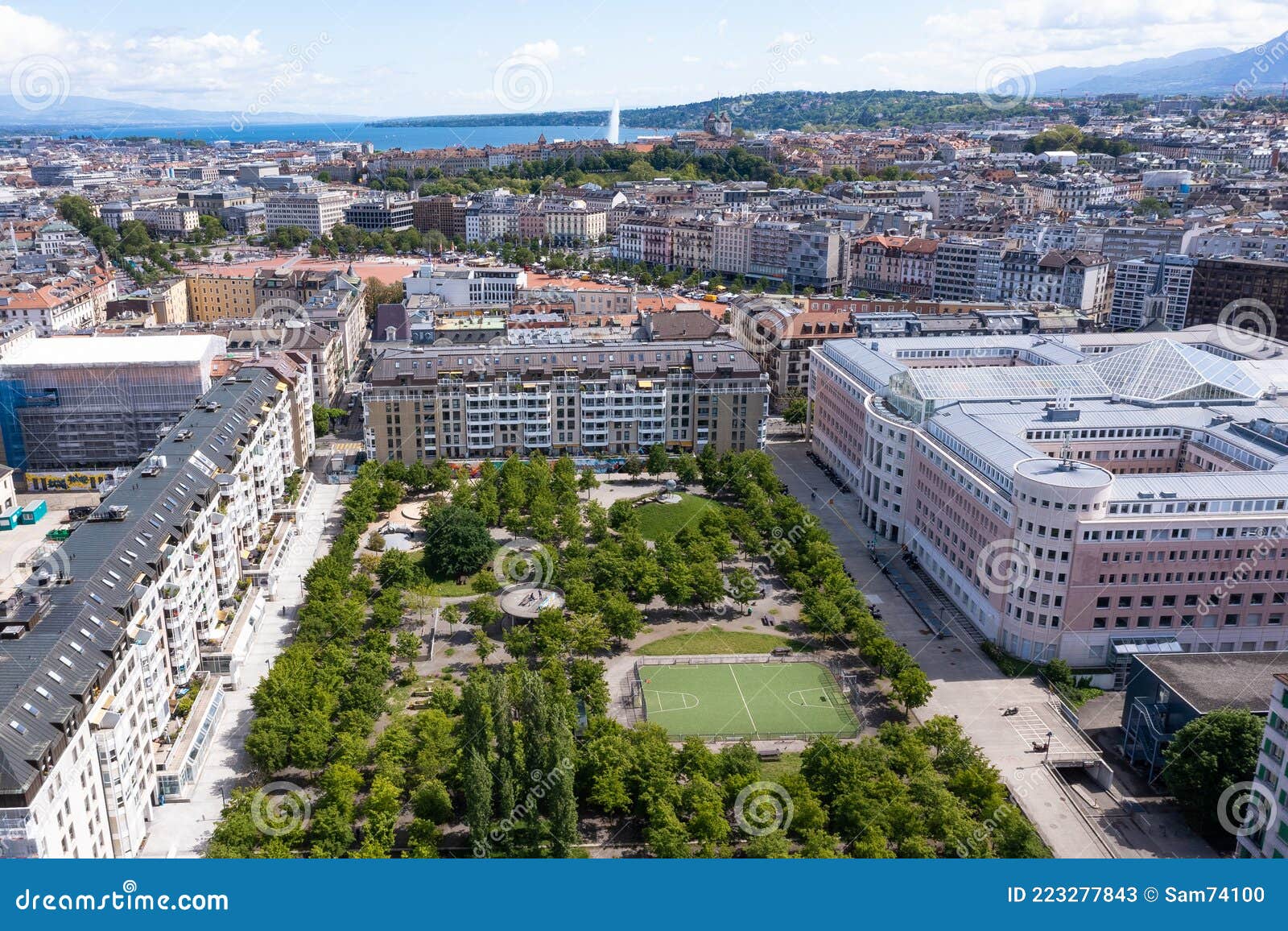 Aerial View of Plainpalais in Geneva Switzerland Editorial Stock