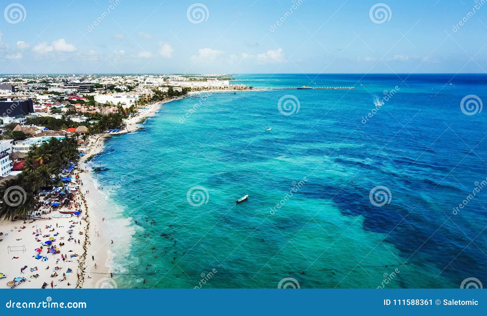 aerial view of playa del carmen public beach in quintana roo, me