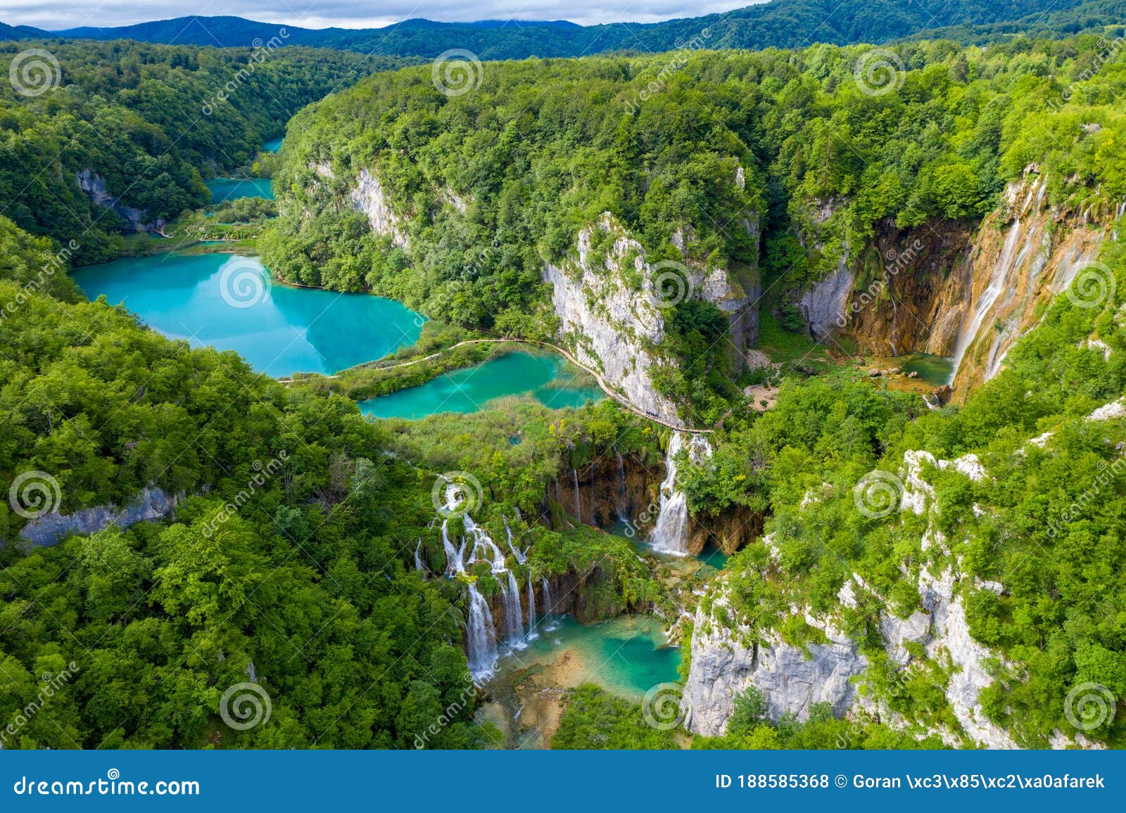 aerial view of the plitvice lakes national park, croatia