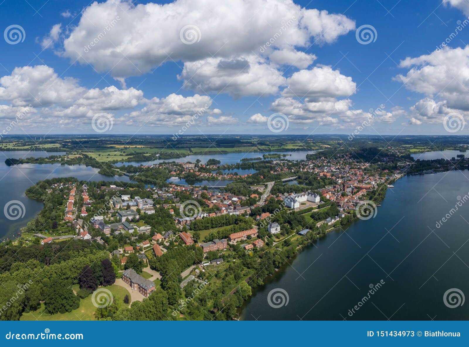 aerial view of ploen city in germany