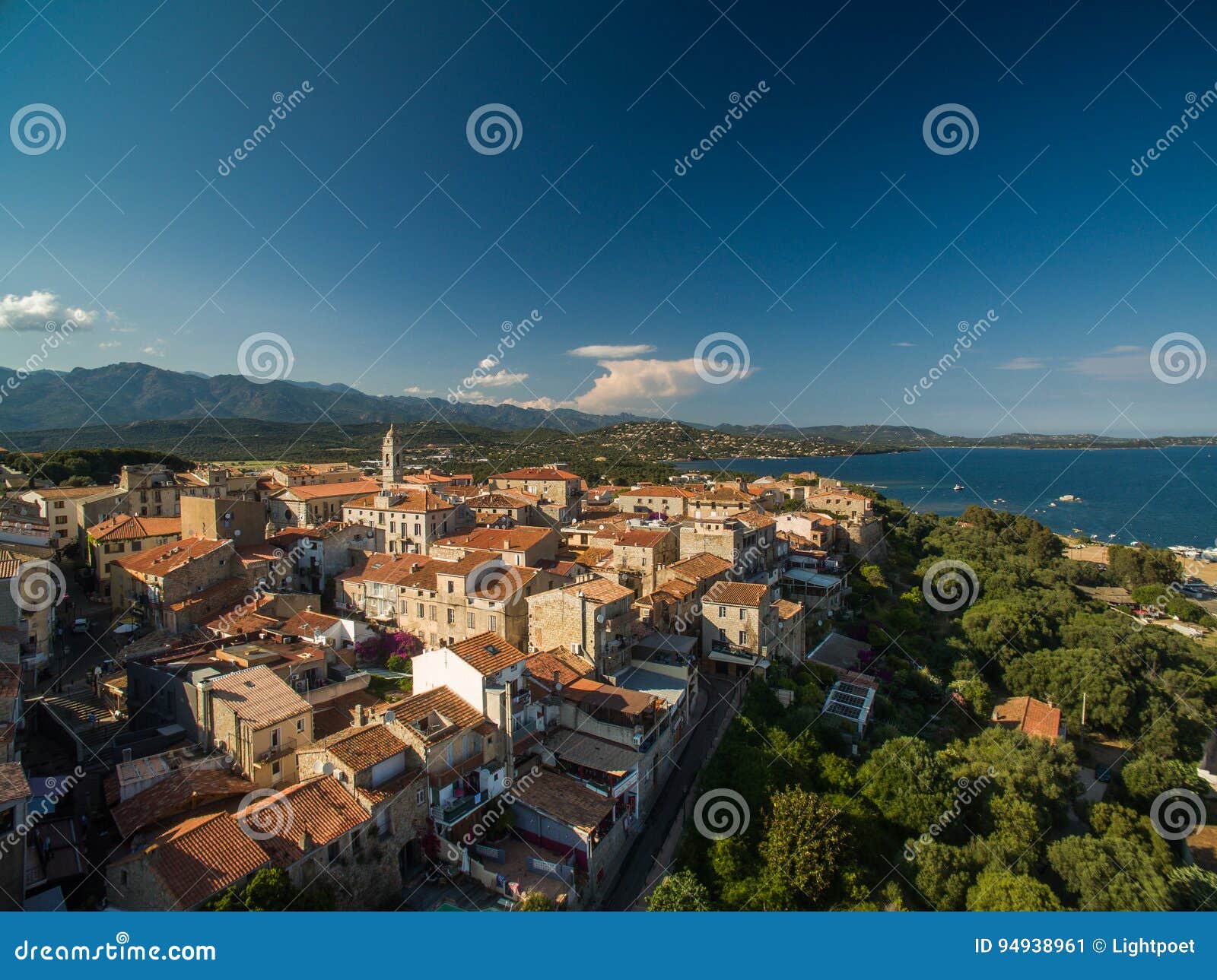 aerial view of porto-vecchio old town, corsica