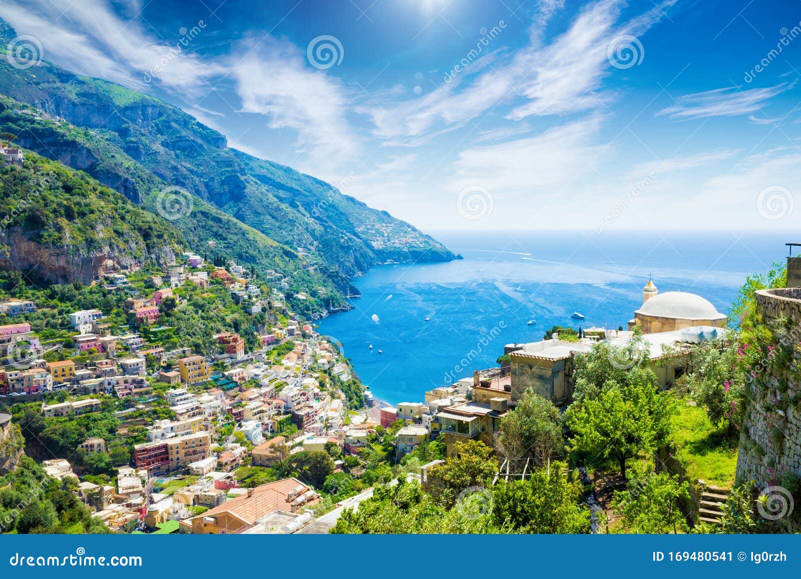 Aerial View of Positano, Picturesque Town with Splendid Coastal Views ...