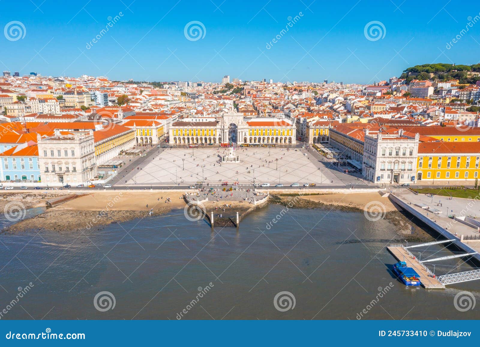 aerial view of praca do comercio in lisbon, portugal.