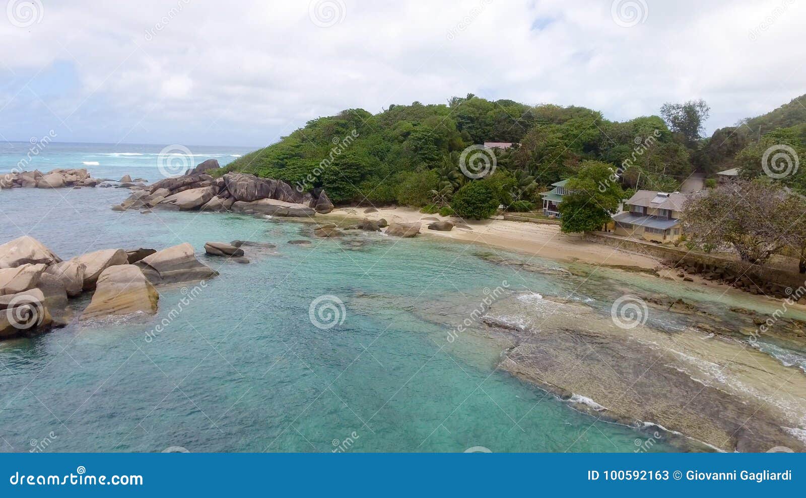 Aerial View of Praslin from Drone Stock Image - Image of green, blue ...