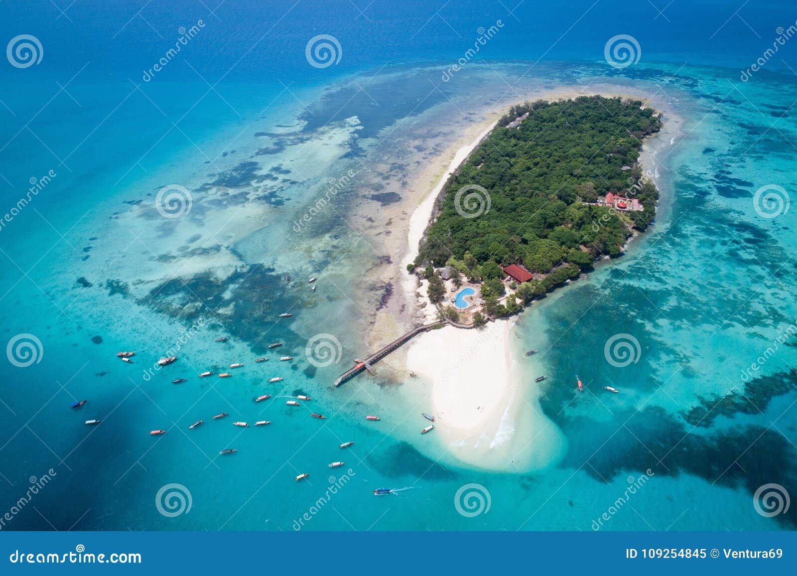 aerial view of prison island, zanzibar