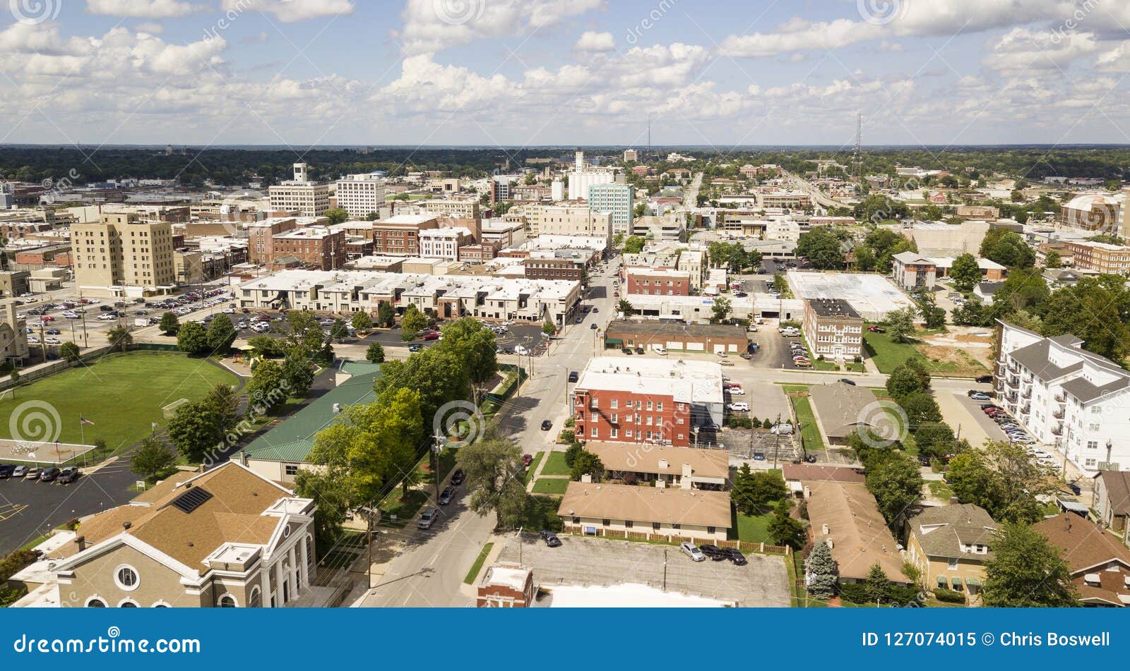 aerial view quaint charming and humble over springfield missouri