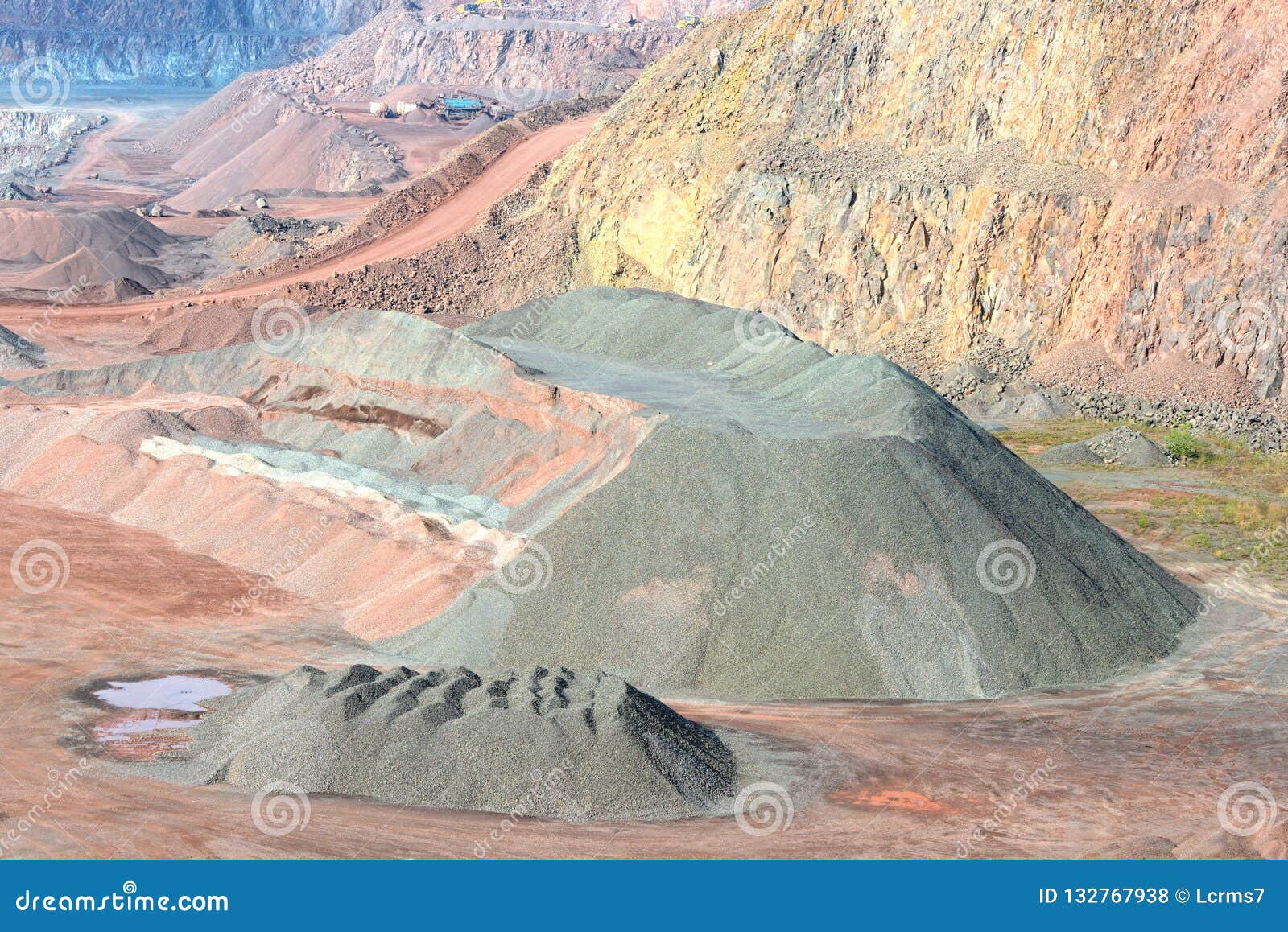 Aerial View of Quarry. Open Pit Mine of Porphyry Rock Stock Photo