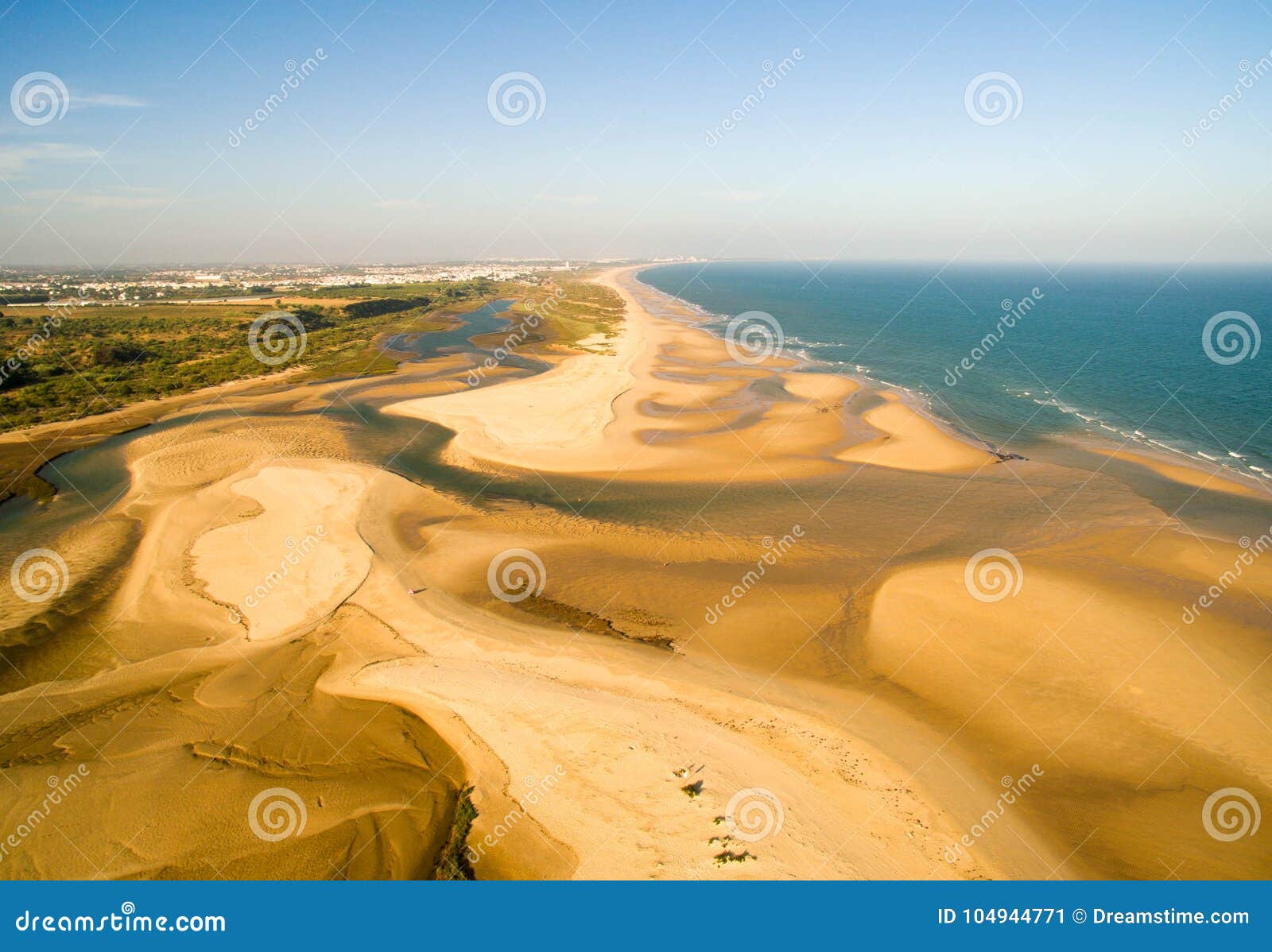 aerial view from the ria formosa river and sea