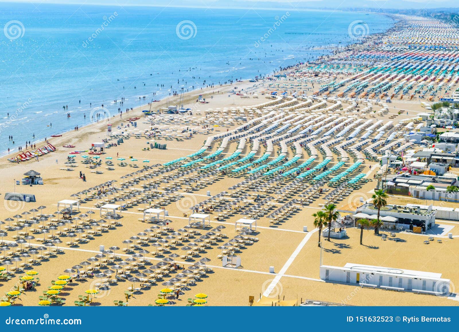 aerial view of rimini beach in italy