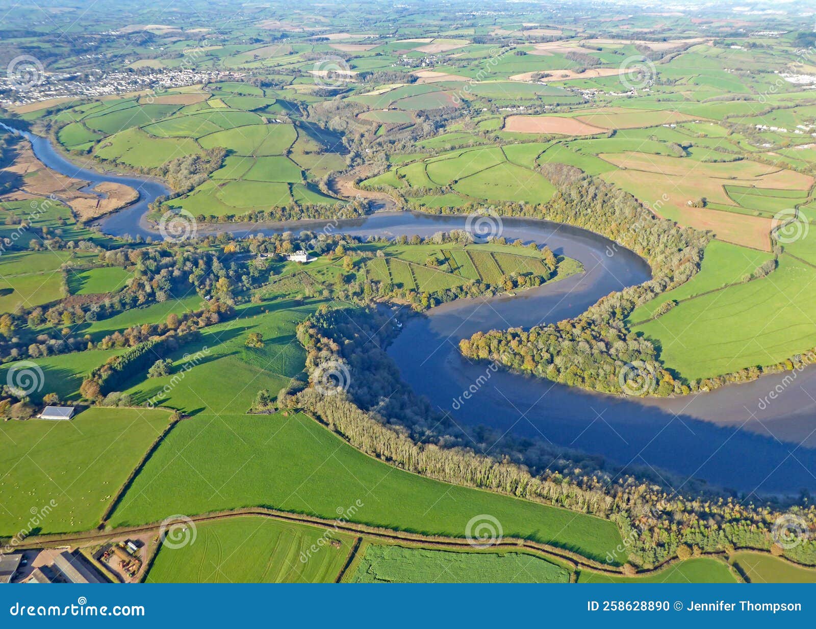 Aerial View of the Dart in Devon Stock Photo - Image of trees, scenery: 258628890