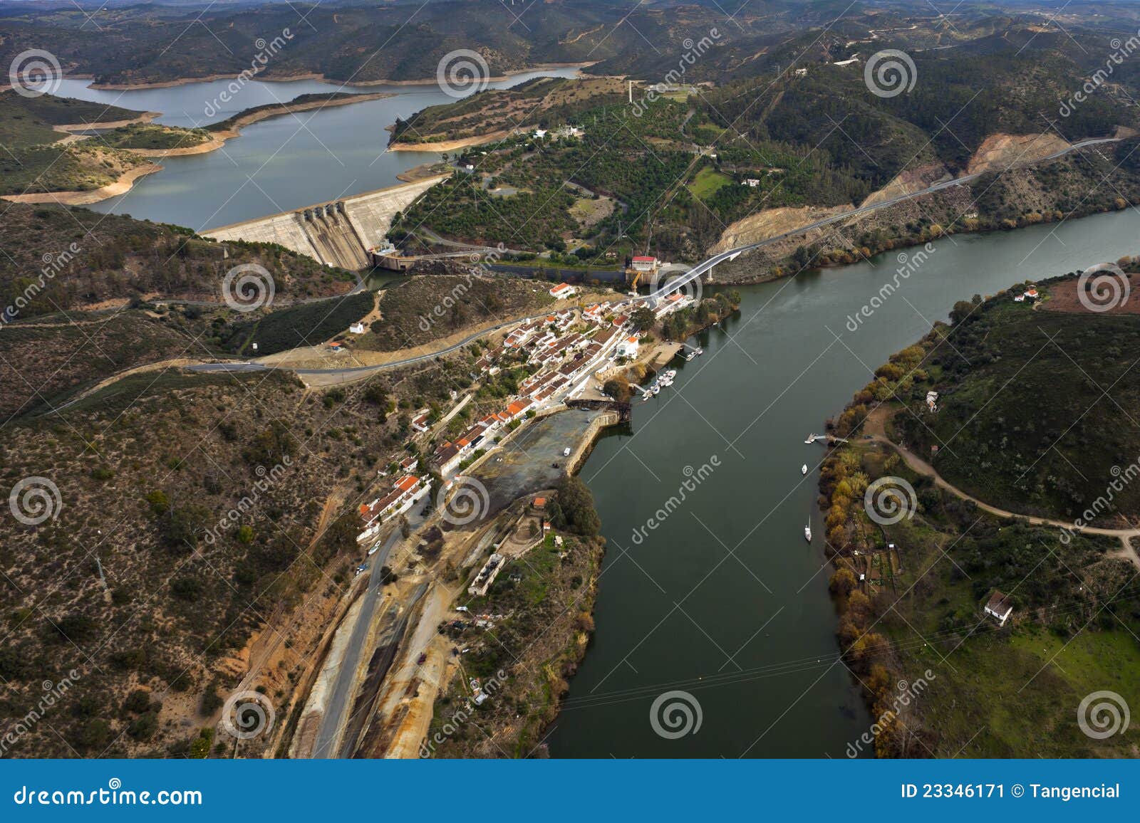 aerial view of the river guadiana