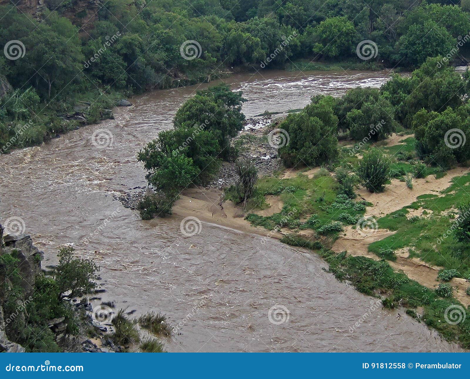 AERIAL VIEW of RIVER and RIVER BANK Stock Photo Image of deserted