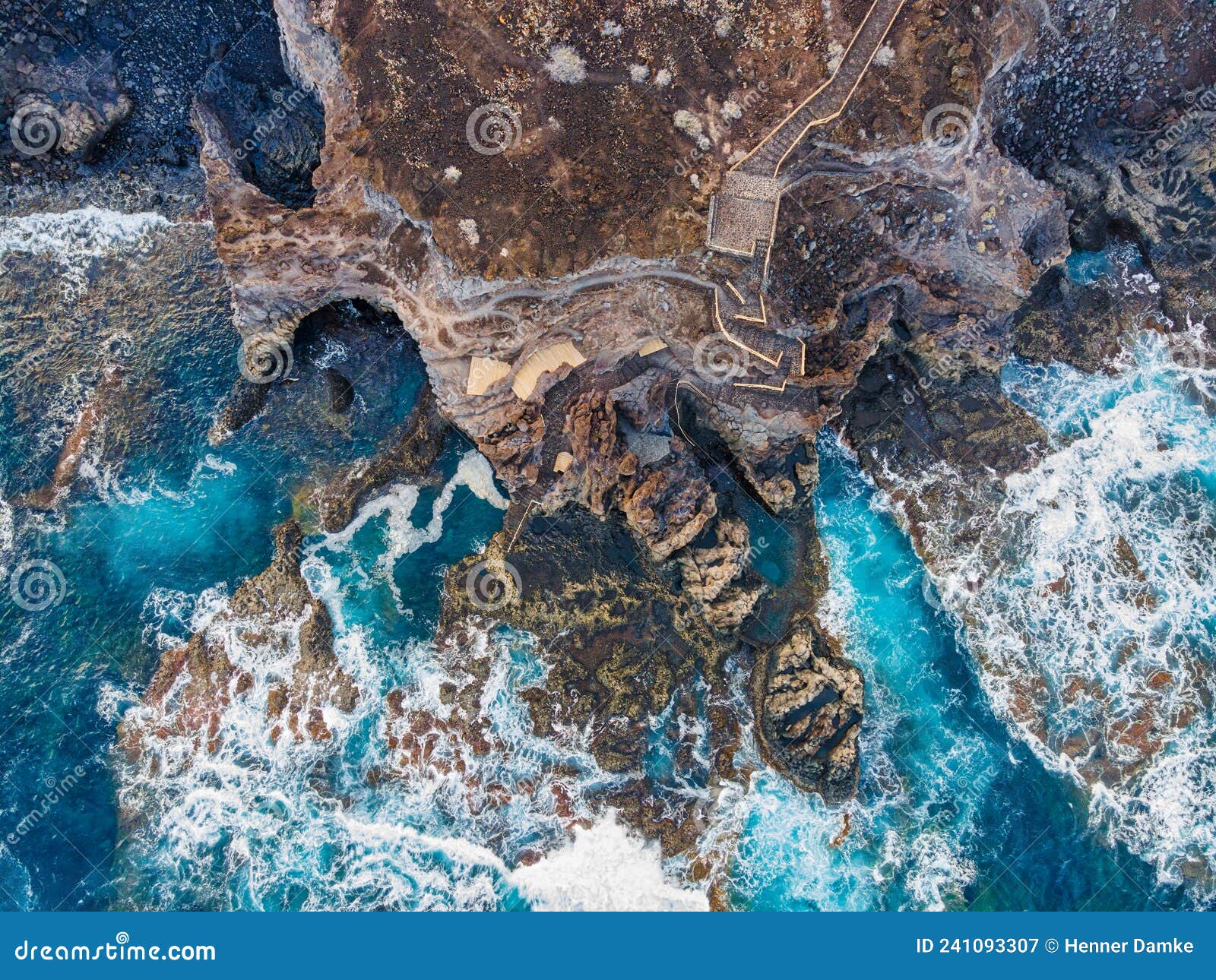 aerial view of rocky beach at el hierro, canary islands